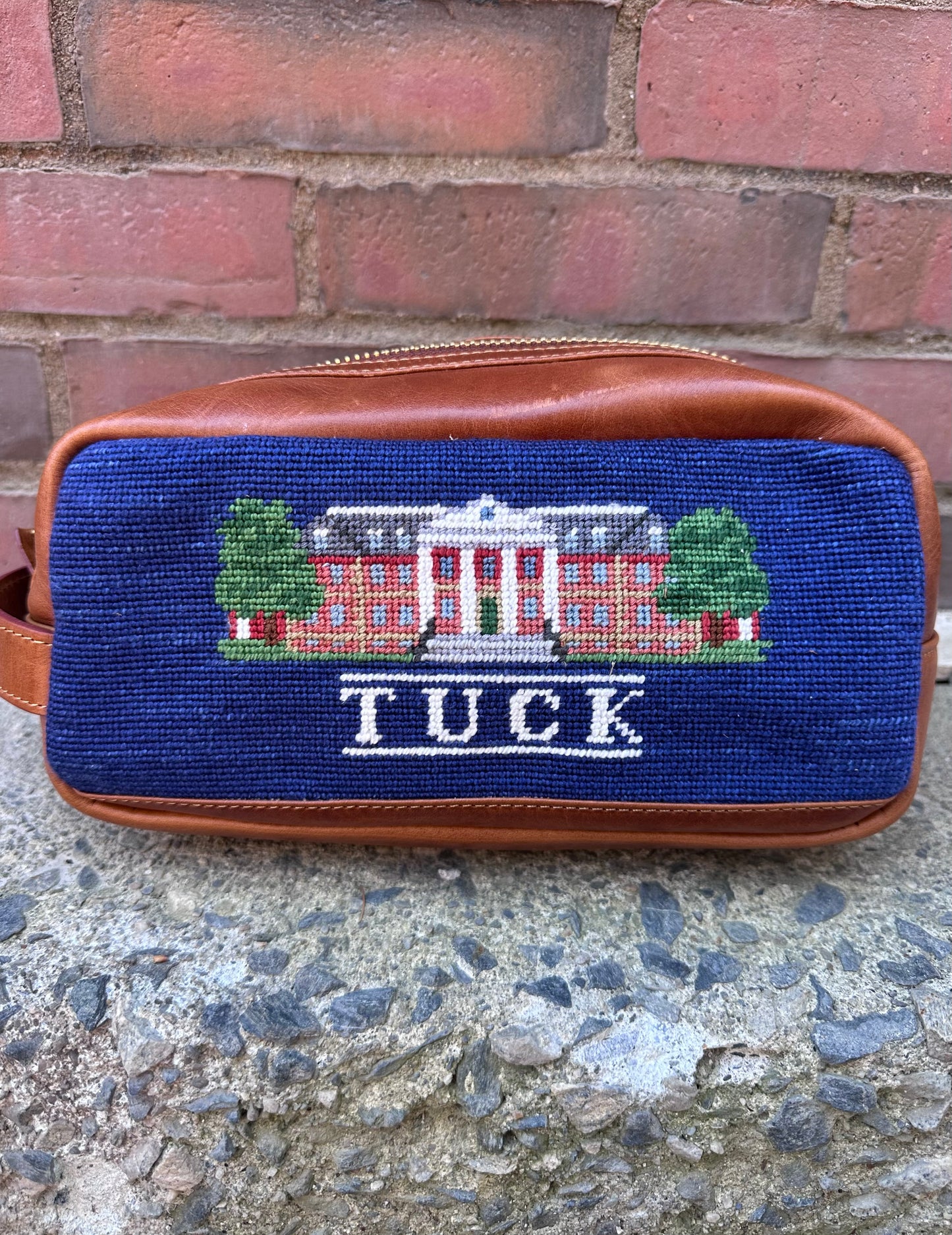 Smathers & Branson Needlepoint Leather Toiletry Bag