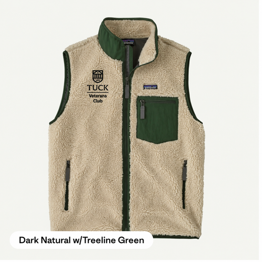 Veterans Patagonia Men's Retro-X Fleece Vest — Dark Natural w/Treeline Green