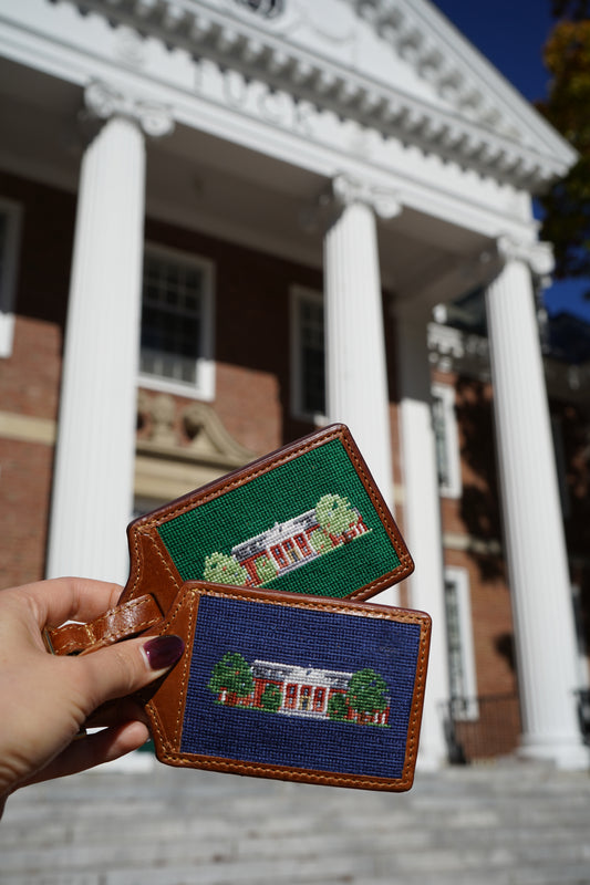Smathers & Branson Tuck Hall Luggage Tag — Green Needlepoint