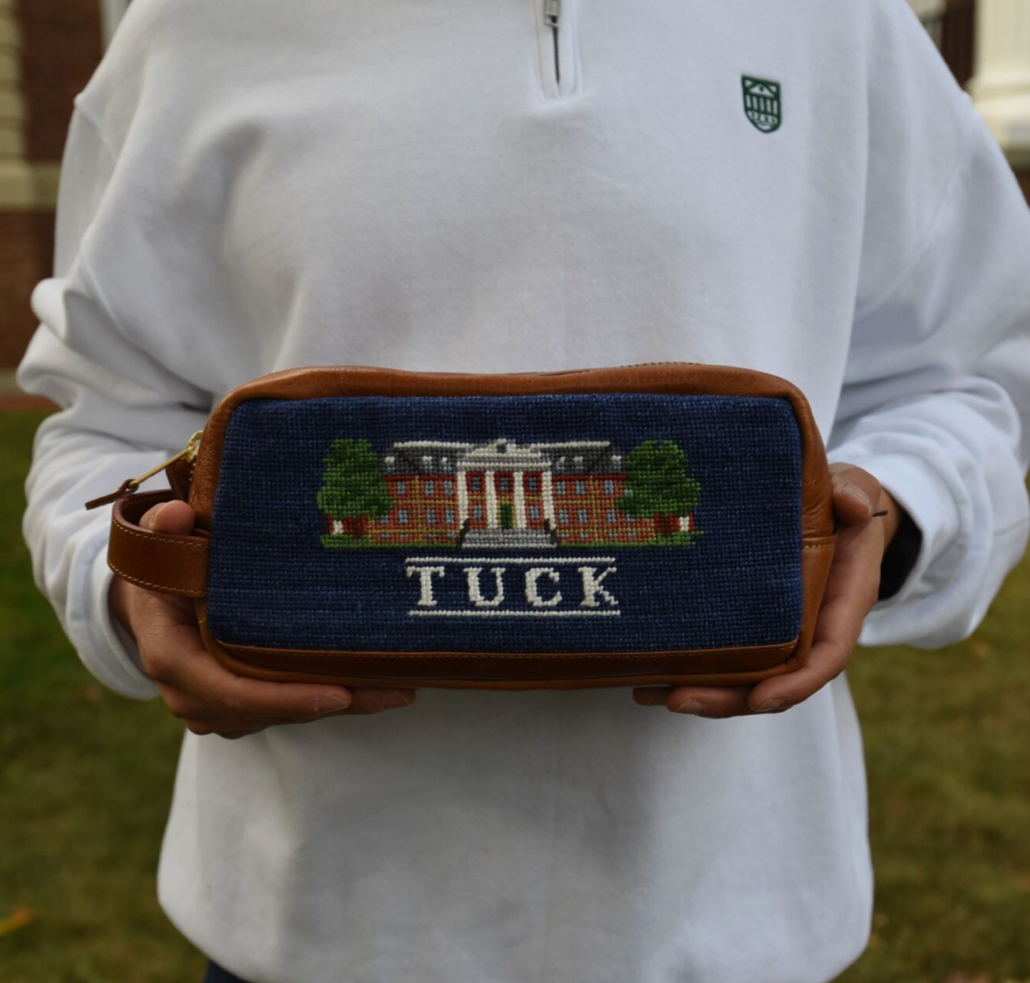 Smathers & Branson Needlepoint Leather Toiletry Bag